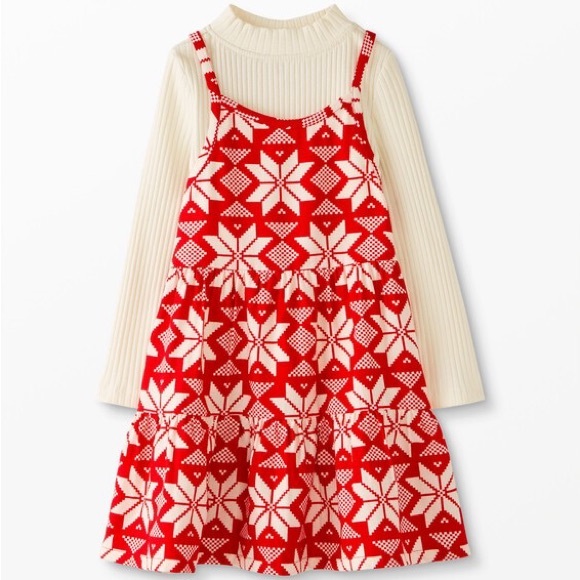 Hanna Anderson Flannelette Dress & Long Sleeve Knit Top Set size 8 - Picture 1 of 3